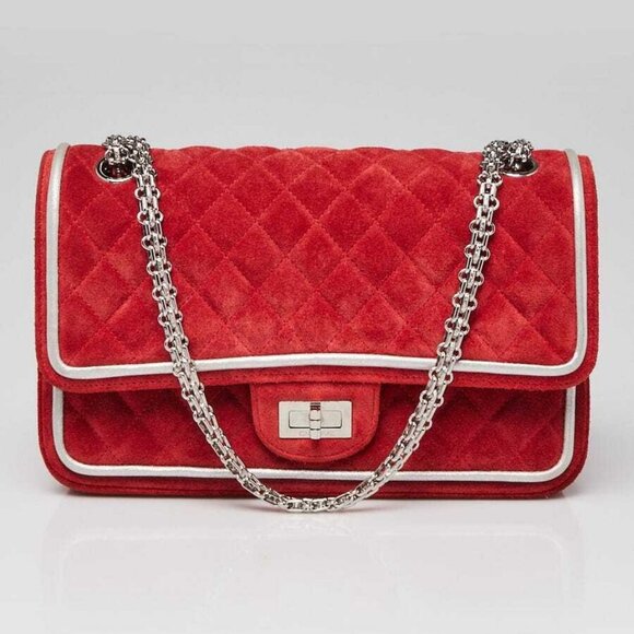 Chanel Red 2.55 Reissue Quilted Suede and Lambskin Leather 225 Flap Bag - Picture 1 of 9